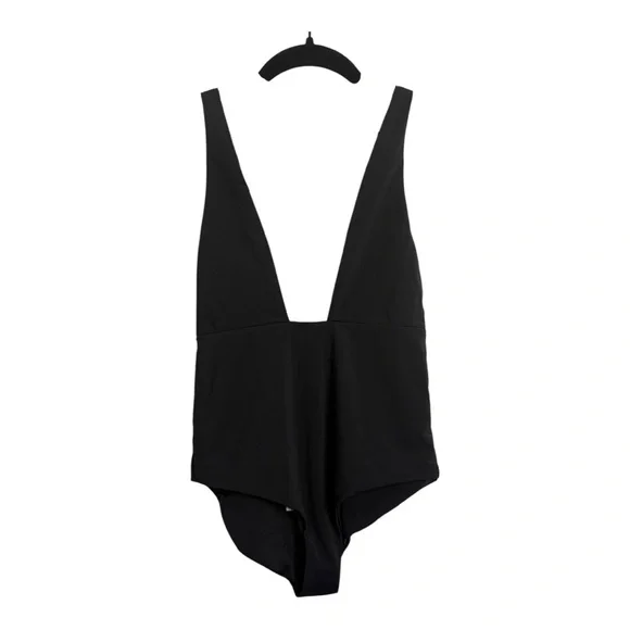 Mara Hoffman‎ Deep Plunge Front One Piece Bathing Suit (Audrey) Black NWT Small - Picture 4 of 12
